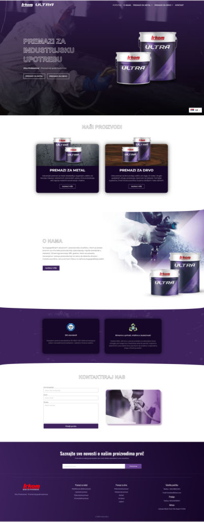 Izrada web sajta i web dizajn irkom ultra firme