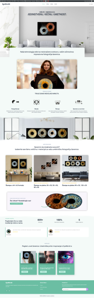 Web dizajn i izrada web sajta za Eyeworld firmu